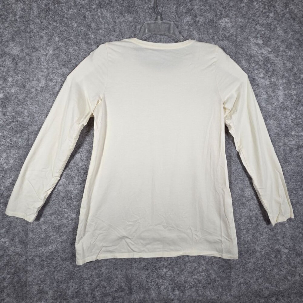 Pure Jill Tunic Top Women Medium Pima Cotton Ivory Cream Long Sleeve Basic - Picture 5 of 6